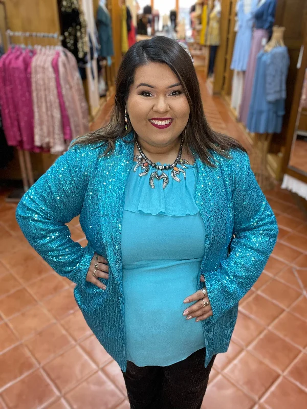 Turquoise Sequin Blazer